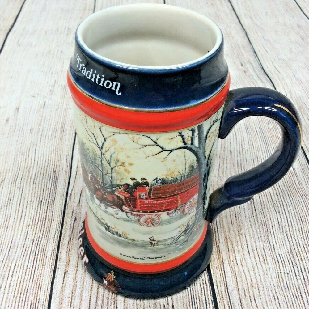 Budweiser Beer Stein Collector Series 1990 AMERICAN TRADITION Vintage‎ Horses